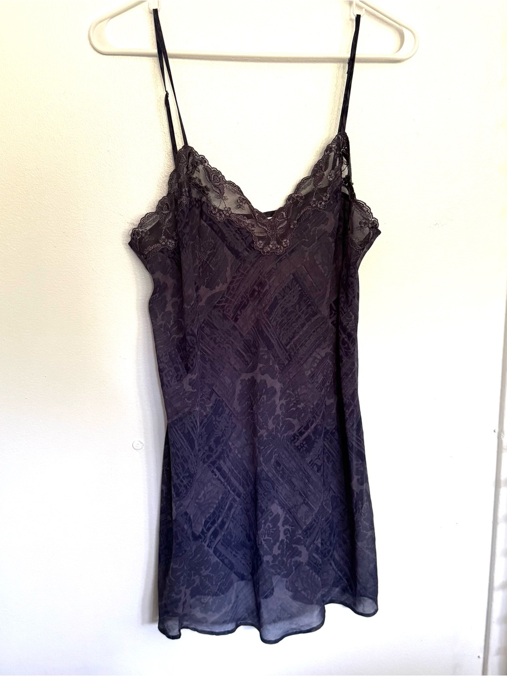 Victoria's Secret Dusty Blue Chemise with Lace Neckline